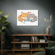 Adorable Cat and Dog Canvas Art - Cute Pet Lovers Wall Decor