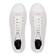 Pastel Striped Women's High Top Sneakers - Stylish & Comfortable Footwear for Everyday Wear