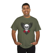 Devil's Wing Skull Unisex Heavy Cotton Tee - Edgy Graphic T-Shirt for Alternative Fashion