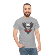 Devil's Wing Skull Unisex Heavy Cotton Tee - Edgy Graphic T-Shirt for Alternative Fashion