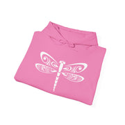 Pink Dragonfly Unisex Heavy Blend Hooded Sweatshirt – Cozy & Stylish Hoodie for Nature Lovers