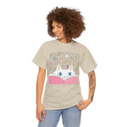Whimsical Cat Reading Unisex Tee - Perfect for Cat Lovers & Bookworms
