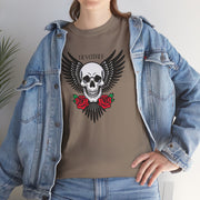 Devil's Wing Skull Unisex Heavy Cotton Tee - Edgy Graphic T-Shirt for Alternative Fashion
