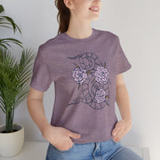 Unisex Short Sleeve Tee with Snake and Floral Design - Trendy Casual Wear