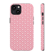 Pink Heart Pattern Tough iPhone Case - Durable Protection for Sweethearts