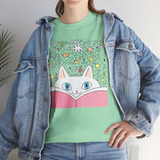 Whimsical Cat Reading Unisex Tee - Perfect for Cat Lovers & Bookworms