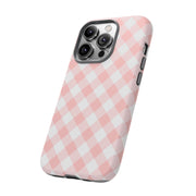 Pink Gingham Tough iPhone Case - Stylish & Durable Protection