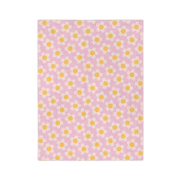 Floral Velveteen Microfiber Blanket - Soft Pink Daisy Pattern for Cozy Comfort