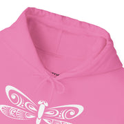 Pink Dragonfly Unisex Heavy Blend Hooded Sweatshirt – Cozy & Stylish Hoodie for Nature Lovers