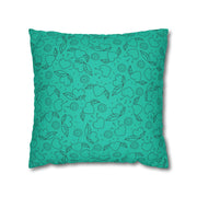 Turquoise Heart Pattern Faux Suede Pillowcase – Cozy Home Decor for Love & Comfort