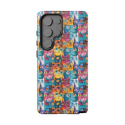 Colorful Cat Pattern Samsung Phone Case - Tough Cases for Cat Lovers