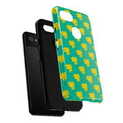Floral Tough Google Pixel Phone Case - Vibrant Yellow Flowers on Green Background