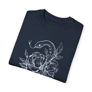 Unisex Snake and Floral Graphic T-Shirt - Edgy Vintage Style Tee
