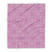 Cozy Floral Arctic Fleece Blanket - Soft Pink Mandala Design
