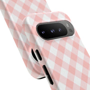 Chic Pink Gingham Google Pixel Phone Case for Tough Protection