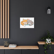 Adorable Cat and Dog Canvas Art - Cute Pet Lovers Wall Decor