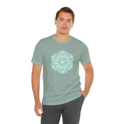 Zen Floral Mandala Unisex Jersey Tee - Soft Green Relaxed Fit Shirt