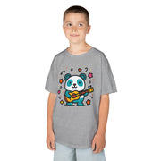 Kids Panda Guitar Tee - Cute Heavy Cotton T-Shirt for Music Lovers