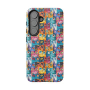 Colorful Cat Pattern Samsung Phone Case - Tough Cases for Cat Lovers
