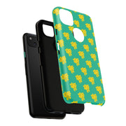 Floral Tough Google Pixel Phone Case - Vibrant Yellow Flowers on Green Background