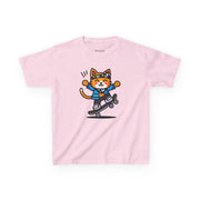 Skateboarding Cat Kids Heavy Cotton™ Tee - Fun & Playful T-Shirt for Young Skaters
