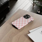 Pink Gingham Tough iPhone Case - Stylish & Durable Protection