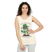 Who Needs Luck? Cat St. Patrick's Day Tank Top - Unisex Garment-Dyed T-Shirt