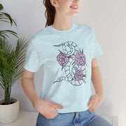 Botanical Snake Unisex Jersey Tee - Stylish Short Sleeve T-Shirt with Floral Design