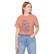 Serpent and Flower Graphic Unisex Tee - Nature-Inspired Design