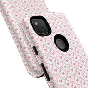 Pink Heart Pattern Google Pixel Tough Case - Stylish and Durable Phone Cover