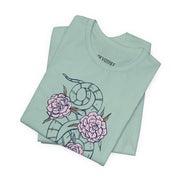Botanical Snake Unisex Jersey Tee - Stylish Short Sleeve T-Shirt with Floral Design