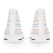 Pastel Striped Women's High Top Sneakers - Stylish & Comfortable Footwear for Everyday Wear