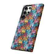 Colorful Cat Pattern Samsung Phone Case - Tough Cases for Cat Lovers