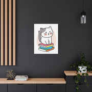 Cute Cat on Books Canvas Print – Whimsical Wall Art for Cat Lovers