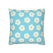 Daisy Print Square Pillowcase - Bright Floral Home Decor