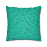 Turquoise Heart Pattern Faux Suede Pillowcase – Cozy Home Decor for Love & Comfort