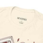 Retro Music Vibe Unisex Heavy Cotton Tee with Cassette and Guitar Design