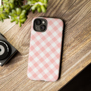 Pink Gingham Tough iPhone Case - Stylish & Durable Protection