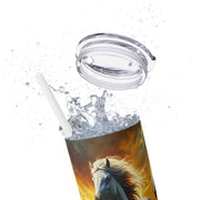 Majestic Horse Skinny Tumbler with Straw - 20oz Travel Cup