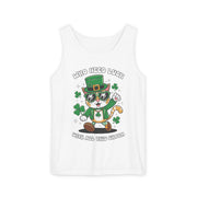 Lucky Cat St. Patrick's Day Tank Top | Unisex Garment-Dyed Summer Apparel