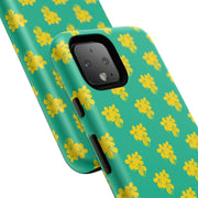 Floral Tough Google Pixel Phone Case - Vibrant Yellow Flowers on Green Background