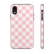 Pink Gingham Tough iPhone Case - Stylish & Durable Protection