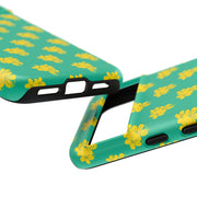 Floral Tough Google Pixel Phone Case - Vibrant Yellow Flowers on Green Background