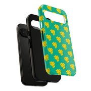 Floral Tough Google Pixel Phone Case - Vibrant Yellow Flowers on Green Background