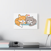 Adorable Cat and Dog Canvas Art - Cute Pet Lovers Wall Decor
