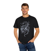Unisex Snake and Floral Graphic T-Shirt - Edgy Vintage Style Tee