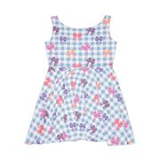 Floral Bow Print Women's Skater Dress - Perfect for Spring & Summer Celebrations