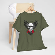 Devil's Wing Skull Unisex Heavy Cotton Tee - Edgy Graphic T-Shirt for Alternative Fashion