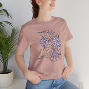 Serpent and Flower Graphic Unisex Tee - Nature-Inspired Design