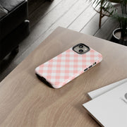Pink Gingham Tough iPhone Case - Stylish & Durable Protection